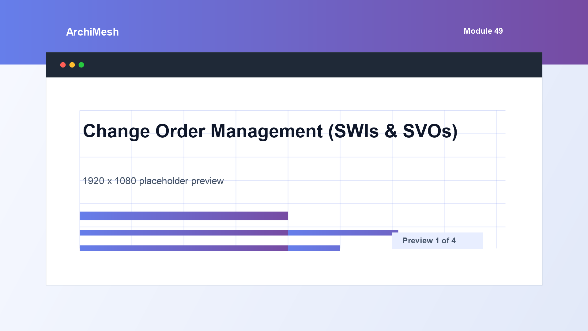 ArchiMesh Change Order Management (SWIs & SVOs)